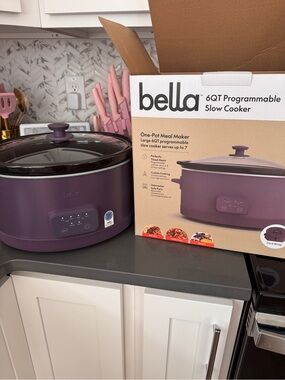 NEW Abella Purple Programmable 6QT Slow Cooker with Glass Lid